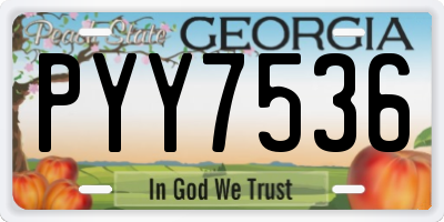 GA license plate PYY7536