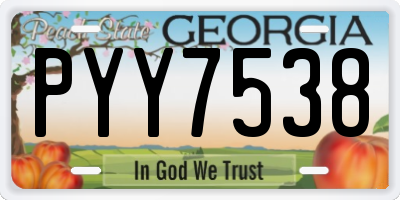 GA license plate PYY7538