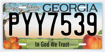 GA license plate PYY7539