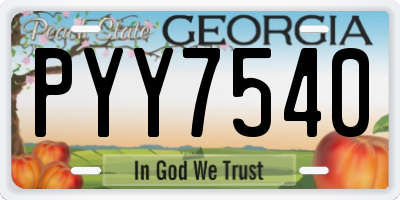GA license plate PYY7540