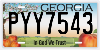 GA license plate PYY7543