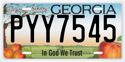 GA license plate PYY7545