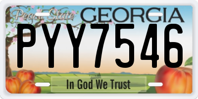 GA license plate PYY7546