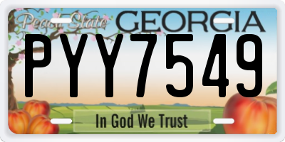 GA license plate PYY7549
