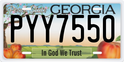 GA license plate PYY7550