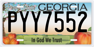 GA license plate PYY7552