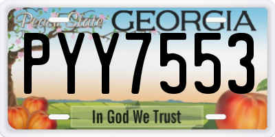 GA license plate PYY7553