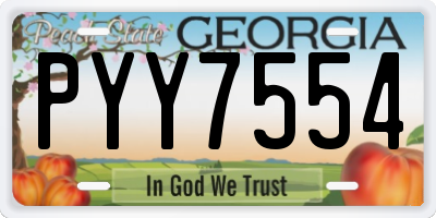 GA license plate PYY7554