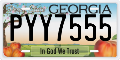 GA license plate PYY7555