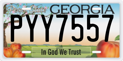 GA license plate PYY7557