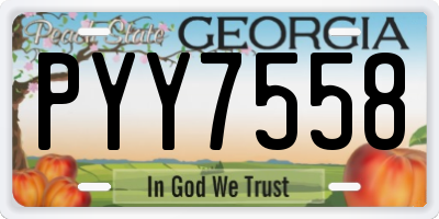 GA license plate PYY7558