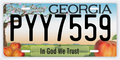 GA license plate PYY7559