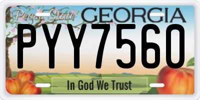 GA license plate PYY7560