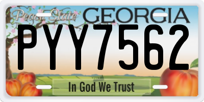 GA license plate PYY7562