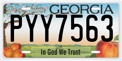 GA license plate PYY7563