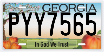 GA license plate PYY7565
