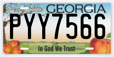 GA license plate PYY7566