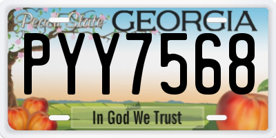 GA license plate PYY7568