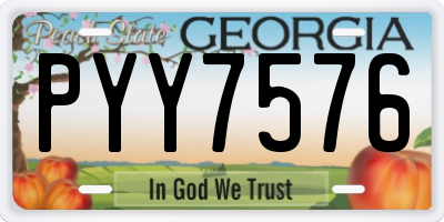 GA license plate PYY7576