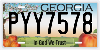 GA license plate PYY7578