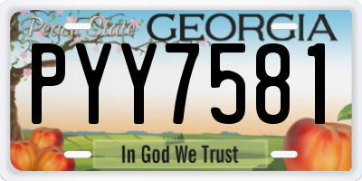 GA license plate PYY7581