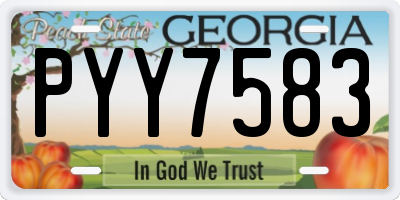 GA license plate PYY7583