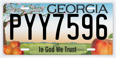 GA license plate PYY7596