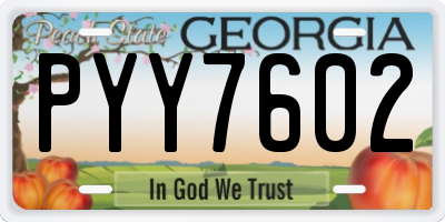 GA license plate PYY7602