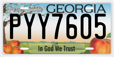 GA license plate PYY7605
