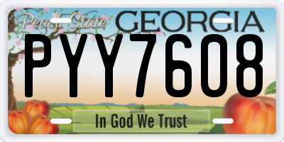 GA license plate PYY7608