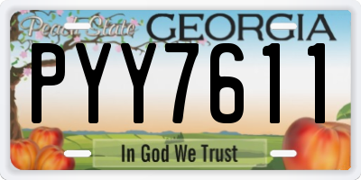 GA license plate PYY7611