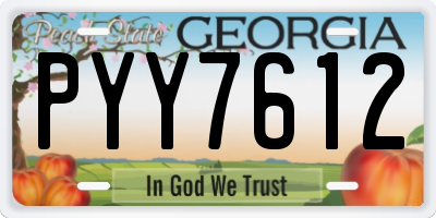 GA license plate PYY7612