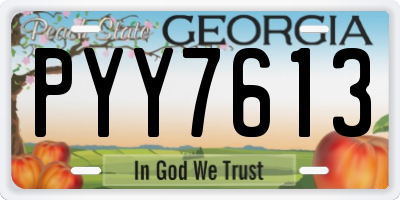 GA license plate PYY7613