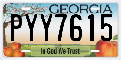 GA license plate PYY7615