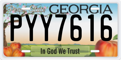 GA license plate PYY7616