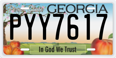 GA license plate PYY7617