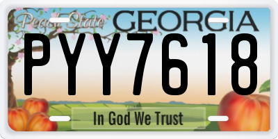 GA license plate PYY7618