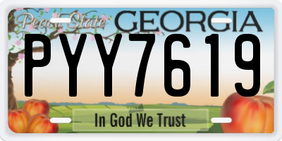 GA license plate PYY7619