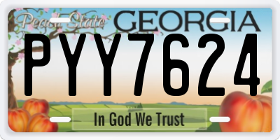 GA license plate PYY7624