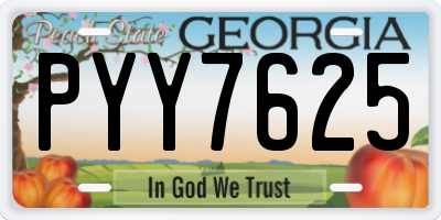 GA license plate PYY7625