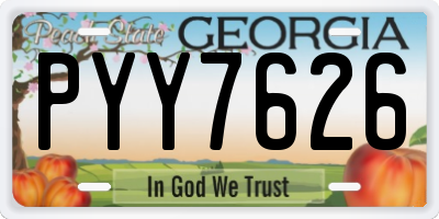 GA license plate PYY7626