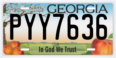 GA license plate PYY7636