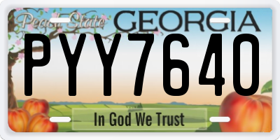 GA license plate PYY7640
