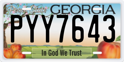 GA license plate PYY7643