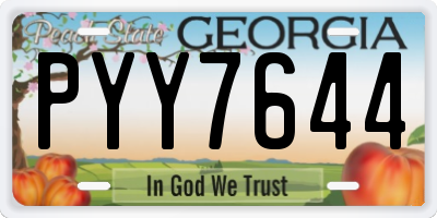 GA license plate PYY7644