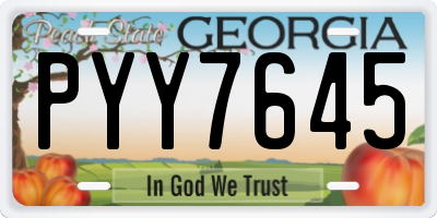 GA license plate PYY7645