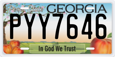 GA license plate PYY7646