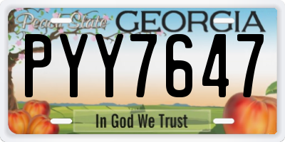 GA license plate PYY7647