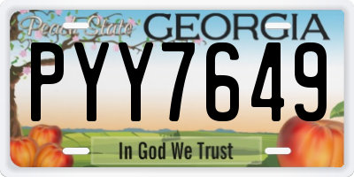 GA license plate PYY7649