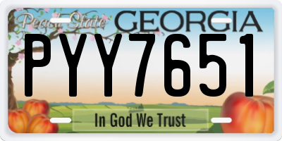 GA license plate PYY7651
